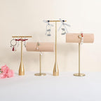 GemeShou White bracelet holder stand for selling, wood bracelet organizers and storage, retail bracelet hanger display for boutique Home Decor【Beech Brass Bracelet Holder-Low】
