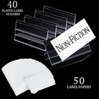 Glass Shelf Label Holders 40 pcs with Inserts fits Fits 3/8" Glass Shelving