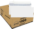 HERKKA #10 Security Self-Seal Envelopes, No.10 Windowless Bussiness Envelopes, Security Tinted with Printer Friendly Design - Size 4-1/8 x 9-1/2 Inch - White - 24 LB - 1000 Pack