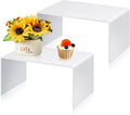 2 Pcs 14 Inch Large Acrylic Risers Display Stands 5 mm Thick Acrylic Shelf Riser Showcase for Collectibles Jewelry Cupcakes Food Figures Perfume Cabinet (White)