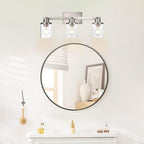 Yaohong 3-Light Track Lighting Kit Brushed Nickel Track Lighting Fixtures, Bathroom Wall Light Ceiling Mount Rotatable Spotlights, Kitchen Ceiling Light Fixtures with Glass Shade for Bathroom Hallway