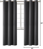 BGment Blackout Curtains - Grommet Thermal Insulated Room Darkening Bedroom and Living Room Curtain, Set of 2 Panels (42 x 84 Inch, Dark Grey)