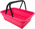 SAMMART Collapsible Basket with Handle 8L (2.1 Gallon) - Portable Outdoor Picnic Basket/Crate - Foldable Basin for Washing Dishes,Camping,Hiking (Rose Pink)
