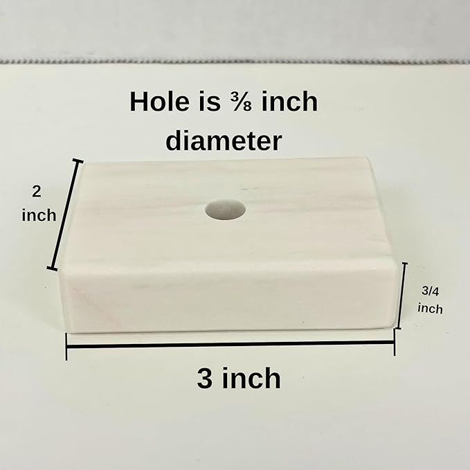 Genuine Marble Trophy Base – Polished Beveled Display Stand with Center Hole, 3/4" Thick, Multiple Sizes for Awards, Crafts & 3D Prints (White Marble, 2x3 inch)