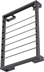 SELEWARE Heavy Duty Wall-Mounted Wire Spool Rack – Cable Reel Holder and Dispenser with 6 Adjustable Stainless Steel Rods for Industrial, Electrical, and Retail Storage and Display (Black)