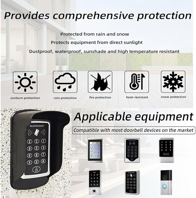 Ring Doorbell Cover Weatherproof,Access Control Protector,for Access Control System RFID Card Keypad Reader/Visual Doorbell/Fingerprint Time and Attendance Machine Windproof and Rainproof