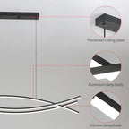 Pendant Light, Linear Pendant Light LED Dimmable Hanging Light Fixture, LED Modern Curved Chandelier, Chandeliers for Dining Room
