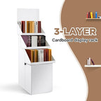 3 Tier Cardboard Display Stand, Point of Purchase Dump Bin Display Rack 65.75 Inch White Corrugated Cardboard 3 Layer Brochure Repeatable Removable Holder for Vendor Events Markets Booklets