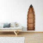 Aecipl Solid Wood Boat Shelf Decorative Nautical Wall Decor Beach Themed Bookcase Large Wooden 4-Tier Display Shelves for Home Kitchen Bedroom Living Room (31.5" H)