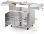 Stainless Steel Grill Cart for Hygrill 4-Burner Built-In Gas Grill, Outdoor Kitchen Island with Foldable Side Shelves and Storage Cabinet