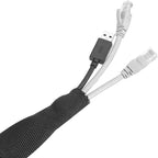 MECCANIXITY Braided Cable Sleeves Heat Shrinkable Fabric Sleeving, 1 9/16" 26ft Black 2:1 Ratio Heat Shrinkable Cord Protector for Harness Cable, Network Cable Protection, Cable Management