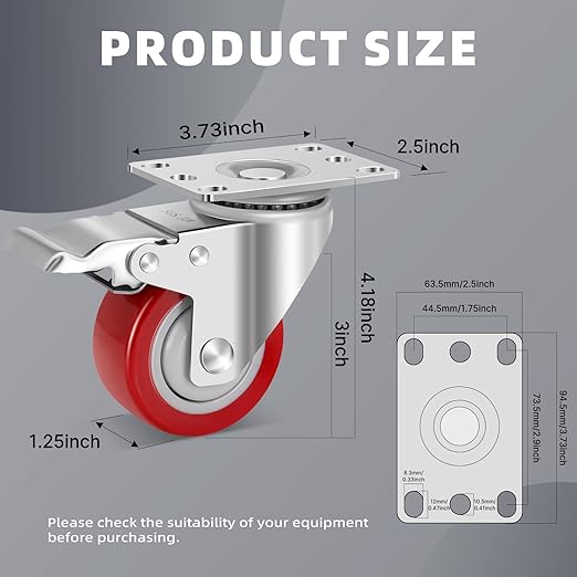 W B D WEIBIDA Stainless Steel 3 Inch Caster Wheels with Brake,Rust-Proof Heavy Duty 304 Casters Set of 4,Anti-Corrosion Industrial Castor for Furniture,Labs,Hospitals,Restaurants