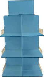 Versatile 4-Sided Rotating Display Stand for Candy, Snacks, Jams, Produce and More - Ideal for Craft Shows, Farmers Markets, and Retail Stores - 12 Shelves, Heavy-Duty Design, Easy Setup (Blue)