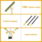 Floor Scrub Brush with 180° Rotating 50" Long Handle for Cleaning, 2 in 1 Scrape Scrubber Brush with Squeegee, Tile Tub Scrub Brushes Attachment for Clean Bathroom Deck Kitchen and Floor Wall