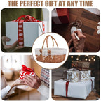 Large Wicker Picnic Basket with Handles,Handle Sturdy Woven Body with Removable and Washable Lining,Outdoor Camping,Gift Packing,Garden Picking, Storage.White
