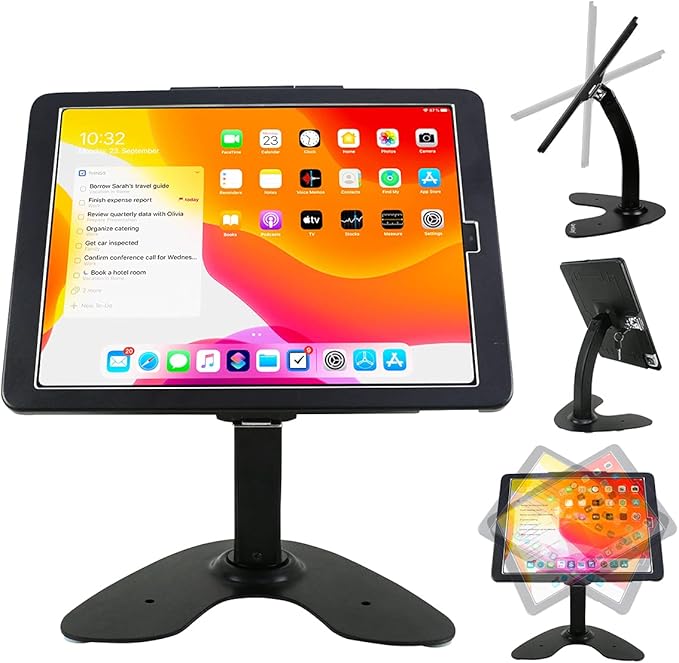 Desktop Wall Mount Anti-Theft Security Kiosk POS Stand Holder Enclosure for 2022 2021 2020 2018 iPad Pro 12.9", Flip & 360° Swivel Design