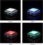 ZEERSHEE Multicolor LED Light Base for Crystal Art Square Light Base for Acrylic 3D Glass Resin Art Color Show Stand Colorful Lighted Square Display Stand Battery/USB Power