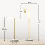Gold Necklace Holder Jewelry Organizer Stand – Adjustable Height T‑Bar Jewelry Display with White Marble Base, Necklace & Bracelet Holder, Countertop Jewelry Stand