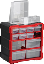 INTERTOOL Small Parts Organizer - 12 Removeable Bin Drawers - Tool Box for Storing Hardware and Garage Organization - For Screws, Bolts, Legos, Arts and Crafts - 10” x 10” x 6” - BX08-4024