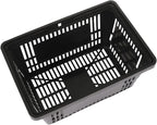 LOYALHEARTDY 12PCS Shopping Baskets with Handles, 21L Plastic Grocery Basket for Retail Store, Supermarket, Grocery Shopping |17" x 12" x 9" Portable Shop Basket (Black)
