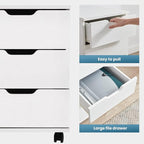 Farini Mobile File Cabinet for Home Office, 3 Drawer Chest Wood, Drawers Unit for Under Desk, Storage Drawers Cabinet White