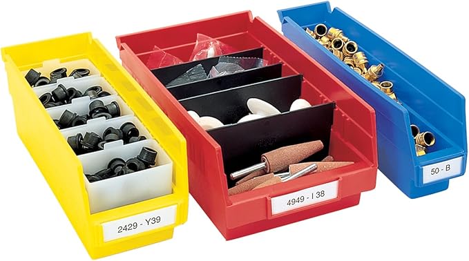 Akro-Mils 30120 Plastic Nesting Shelf Bin Box, (12-Inch x 4-Inch x 4-Inch), Blue, (24-Pack) & 40120 Crosswise Width Plastic Divider for 30120, 30128, 30124 Shelf Bin Storage Bins, Black, (24-Pack)