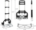 FCH Folding Hand Truck Aluminum Portable Folding Hand Cart 165lbs Capacity Hand Cart and Dolly Ideal for Home, Auto, Office,Travel Use,Black