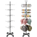 Ripeng 1 Pcs 5‑Tier Retail Display Stand – Rotating Display Rack with Wheels for Jewelry Keychains Socks Hats – Adjustable Movable Shop Spinner for Craft Shows Vendor Events & Stores Accessories,Black