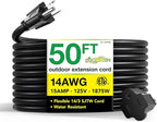 Go Green Power Inc. 14/3 50ft Black Outdoor Extension Cord - Robust, Heavy Duty - Perfect for Outdoor Tools & Equipment - GG-13850BK