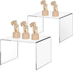 2 Pcs 8 Inch, 10 Inch Large Acrylic Risers Display Stands 5 mm Thick Acrylic Shelf Riser Showcase for Collectibles Jewelry Cupcakes Food Figures Perfume Cabinet (Clear)