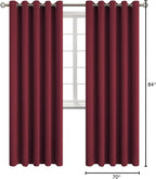 BGment Blackout Curtains for Bedroom - Grommet Thermal Insulated Room Darkening Curtains for Living Room, Set of 2 Panels (70 x 84 Inch, Burgundy)