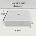 Genuine Marble Trophy Base – Polished Beveled Display Stand with Center Hole, 3/4" Thick, Multiple Sizes for Awards, Crafts & 3D Prints (White Marble, 2x2 inch)