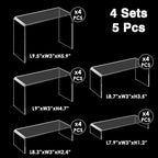 Fixwal 20pcs Large Acrylic Risers 4 Set Acrylic Display Stand Perfume Organizer Stands Clear Rectangular Dessert Table Display Set, Display Shelf for Show Cupcake, Figures, Jewelry, Toys