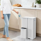 mVm Kitchen Trash Can, 60 Liter / 16 Gallon 3-in-1 Garbage Can for Wet/Dry Waste Sorting, Recycling Bin with Foot-Pedal, Soft-Close,Anti-Fingerprint,Stainless Steel Trash Can for Kitchen,Living Room