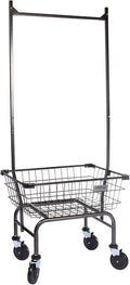 Heavy Duty Uhandle Laundry Cart with 5" Wheel (Charcoal Grey Pole Rack)