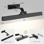 Picture Lights for Wall, Battery Operated Gallery Light 16in for Paintings CCT Dimmable Recharging Battery Wall Lamp with Remote Control for Living Room Dartboard Art Bathroom 2PCS