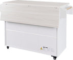 51" Moveable Kitchen Island with Trash Can Storage Cabinet, Kitchen Cart with Drop Leaf, Spice Rack, Towel Rack and Drawer, Rolling Kitchen Island on 5 Wheels with Adjustable Shelf,White