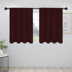 Easy-Going Rod Pocket Blackout Curtains for Bedroom, Room Darkening Window Curtains for Living Room, Thermal Insulated Noise Reduction Solid Window Drapes, 2 Panels(42x36 in, Wine)