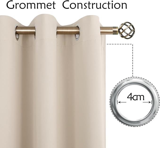 BGment Blackout Curtains - Grommet Thermal Insulated Room Darkening Bedroom and Living Room Curtains, Set of 2 Panels (42 x 72 Inch, Champagne)