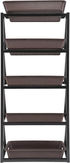 Fruit Vegetable Storage Basket,Kitchen Organizers 5 Tier Basket Stand Storage Baskets Market Shelf for Kitchen Store (Brown)