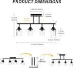 Yaohong 4-Light Black Farmhouse Track Lighting Fixtures Ceiling, Bathroom Track Lighting Kit Wall Light with Ajustable Heads, Kitchen Track Lighting Fixtures with Glass Shade for Hallway Shop