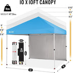 CROWN SHADES 10X10 Comercial Instant Canopy Pop Up Tent with Center Lock, 300D Fabric, 4 Sidewalls, Sto'N Go Bag, Sky Blue