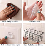 2 Set Adhesive Hanging Wall Basket Inside Cabinet Door Organizer,Wall Storage Basket-No Drilling Adhesive wall Basket for Cupboard Door,Space-Saving Small Hanging Baskets for Wall Mount Storage,Black