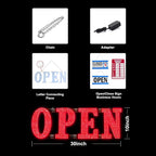 30"x10" Large LED Open Signs for Business Super Bright Unique Design Red Open Sign with Hanging Installation for Window Stores Bar Hotel Retail Shops Salon Restaurant Office