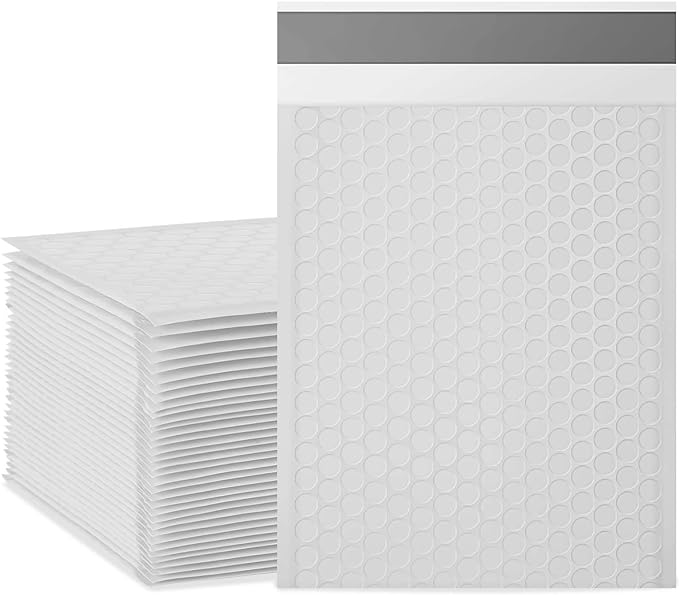 packbabol Bubble Mailers, 8.5x11 Inch Poly Padded Bubble Mailers Pack of 50 Bubble Envelopes Opaque Self Seal Adhesive Waterproof Bags for Shipping and Packaging (White)