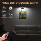 Lightbiz Picture Light, 15.35inch 5400mAh Rechargeable Picture Lights for Wall Battery Operated Wall Lights with Remote, 3 Colors Paintings Light Dimmable Art Light for Artwork, Gallery(Black)