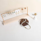 GemeShou single Walnut Jewelry display Tray for selling, Wooden hexagon display riser for jewelry, Jewelry retail shop display stand, photography props【Walnut Hexagon single Small】
