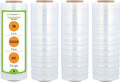 PSBM Stretch Wrap, 4 Pack, 18 Inch x 2000 Feet, 60 Gauge, Clear Plastic Cling, Cast Hand Stretch Film Rolls for Packaging Moving Packing Pallets
