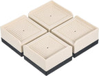 uxcell Furniture Risers 1.5 Inch, 4Pcs Square Bed Risers Adjustable Couch Riser Blocks for Extender for Bed Desk Sofa Table Lift Support Up to 1300Lbs, Beige