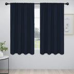 Easy-Going Rod Pocket Blackout Curtains for Bedroom, Room Darkening Window Curtains for Living Room, Thermal Insulated Noise Reduction Solid Window Drapes, 2 Panels(52x56 in, Navy)